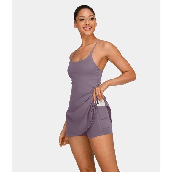 Halara cloudform two and one every day fit and flare lilac dress - Picture 1 of 7